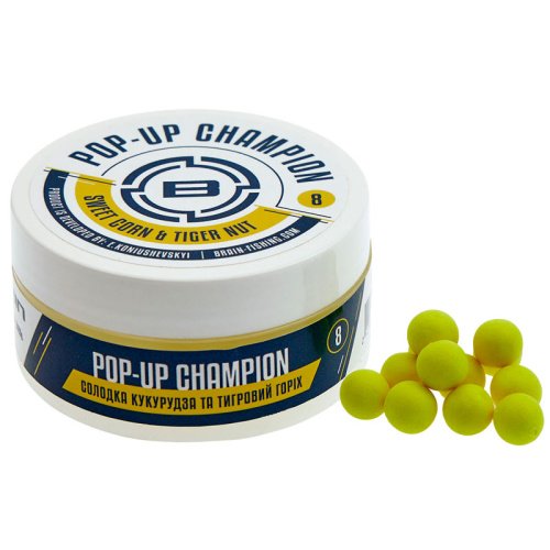 Бойлы Brain Champion Pop-Up Sweet Corn & Tiger Nut (кукуруза + тигровий орех) 12mm 34g
