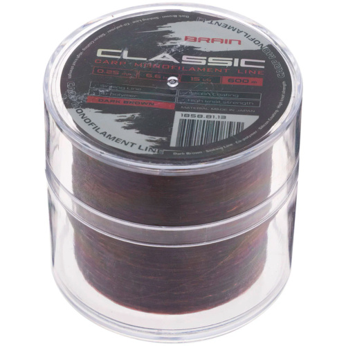 Леска Brain Classic Carp Line (dark brown) 600m 0.25mm 15lb 6.6kg