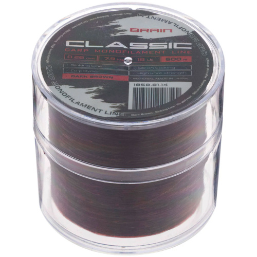 Леска Brain Classic Carp Line (dark brown) 600m 0.28mm 18lb 7.9kg