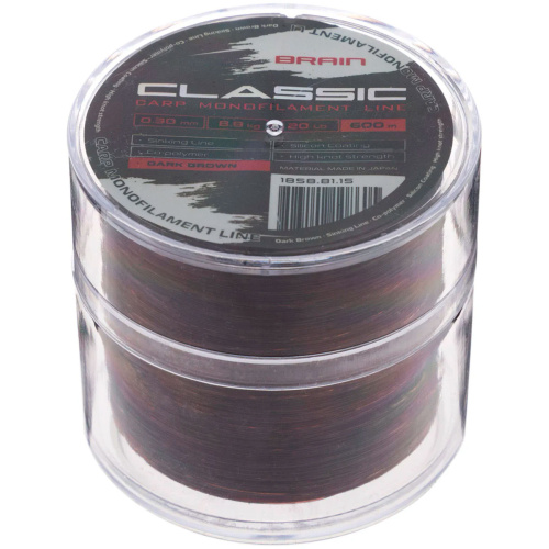 Леска Brain Classic Carp Line (dark brown) 600m 0.30mm 20lb 8.8kg