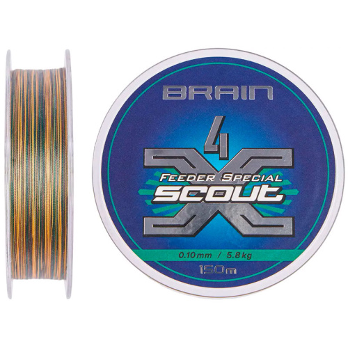 Шнур Brain Scout 4X 150m (camo green) 0.080mm 4.4kg