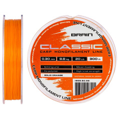 Леска Brain Classic Carp Line (solid orange) 300m 0.30mm 20lb 8.8kg
