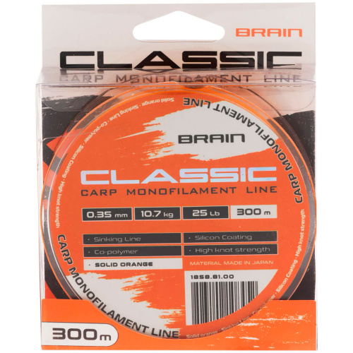 Леска Brain Classic Carp Line (solid orange) 300m 0.35mm 25lb 10.7kg