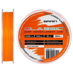 Волосінь Brain Classic Carp Line (solid orange) 300m 0.25mm 15lb 6.6kg
