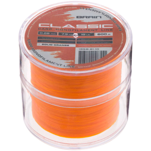 Леска Brain Classic Carp Line (solid orange) 600m 0.28mm 18lb 7.9kg
