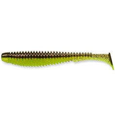 Силикон FishUP U-Shad 4" (8шт) #203 - Green Pumpkin/Flo Chartreuse