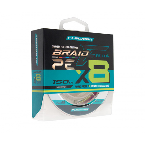 Шнур Flagman Braid PE Multicolor X8 150м 0.185мм
