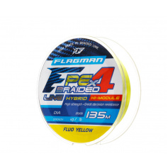 Шнур Flagman PE Hybrid F4 135m Fluo Yellow 0,12mm. 6,4кг/14lb