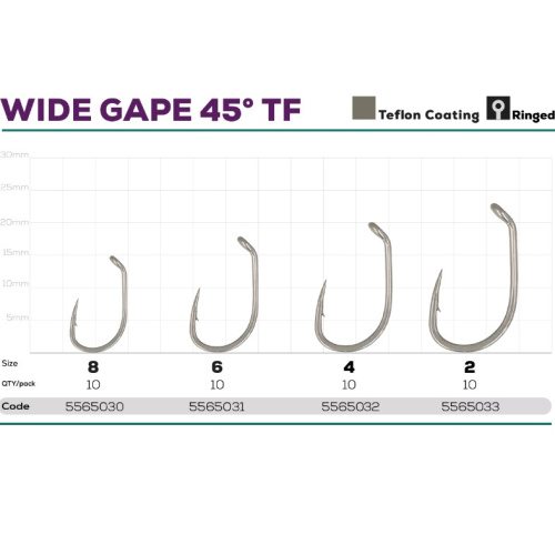 Крючок GC G.Carp Wide Gape 45° TF №2 (10шт)