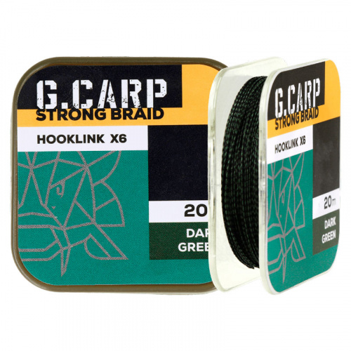 Поводочный материал GC G.Carp Strong Braid Hooklink X6 20м 25lb Dark Green
