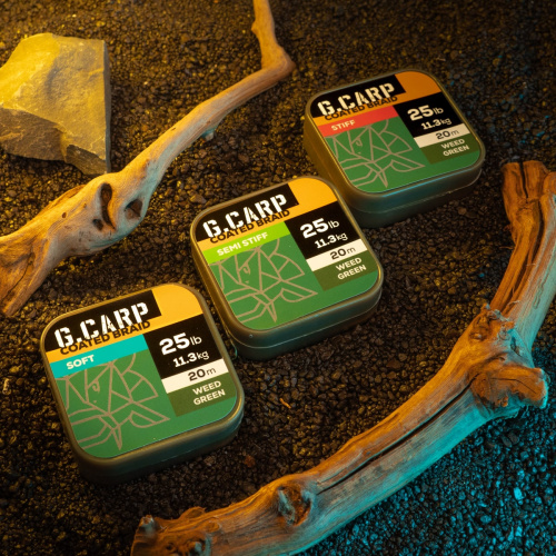 Поводочный материал мягкий GC G.Carp Coated Braid Soft 20м 25lb Weed Green