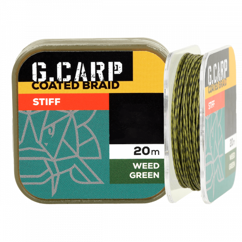 Поводочный материал жёсткий GC G.Carp Coated Braid Stiff 20м 15lb Weed Green