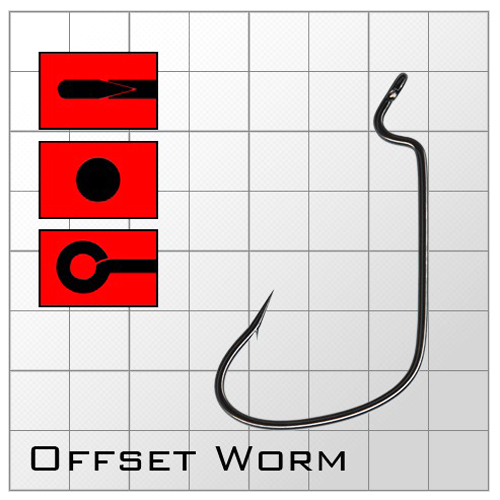 Крючки Metsui OFFSET WORM 1/0 Black Nickel