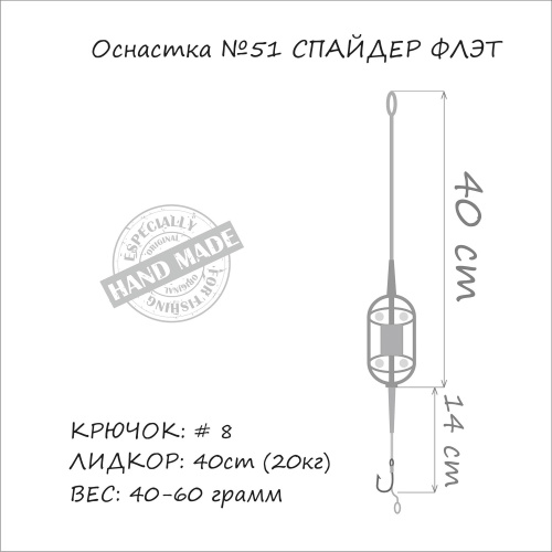 Оснастка на карпа ORANGE #51 Spider Flat Method Leadcore 30г 1шт