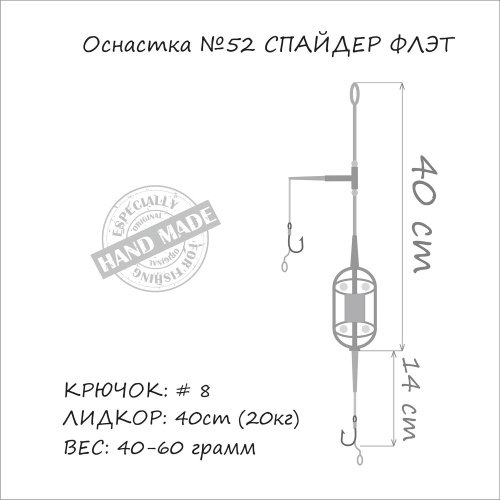Оснащення на коропа ORANGE #52 Spider Flat Method Leadcore 30г 1шт