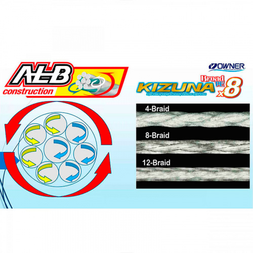 Шнур Owner Kizuna Broad PEx8 135м 0.10мм 4.1кг Chartreuse