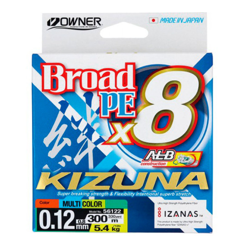 Шнур Owner Kizuna Broad PEx8 300м 0.25мм 17.2кг Multi Color