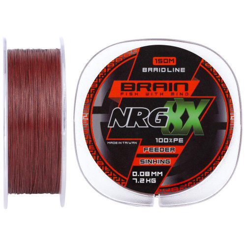Шнур Brain NRG 8X sinking 150m 0.08mm 7.2kg ц:brown