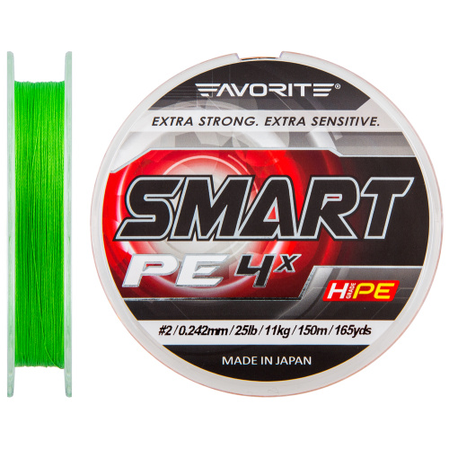 Шнур Favorite Smart PE 4x 150м (салат.) #2.0/0.242мм 11кг
