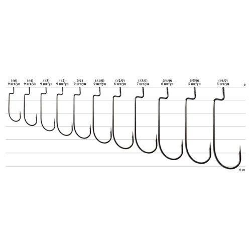 Крючок Decoy Worm5 Offset 06, 9 шт/уп