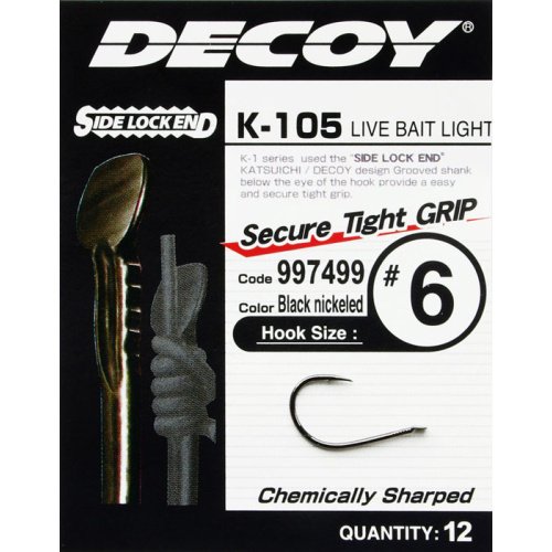 Крючок Decoy K-105 Live Bait Light 10 (12 шт/уп)