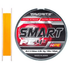 Шнур Favorite Smart PE 4x 150м (оранж.) #0.4/0.104мм 3кг