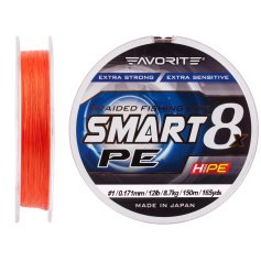 Шнур Favorite Smart PE 8x 150м (red orange) #1.0/0.171mm 12lb/8.7kg
